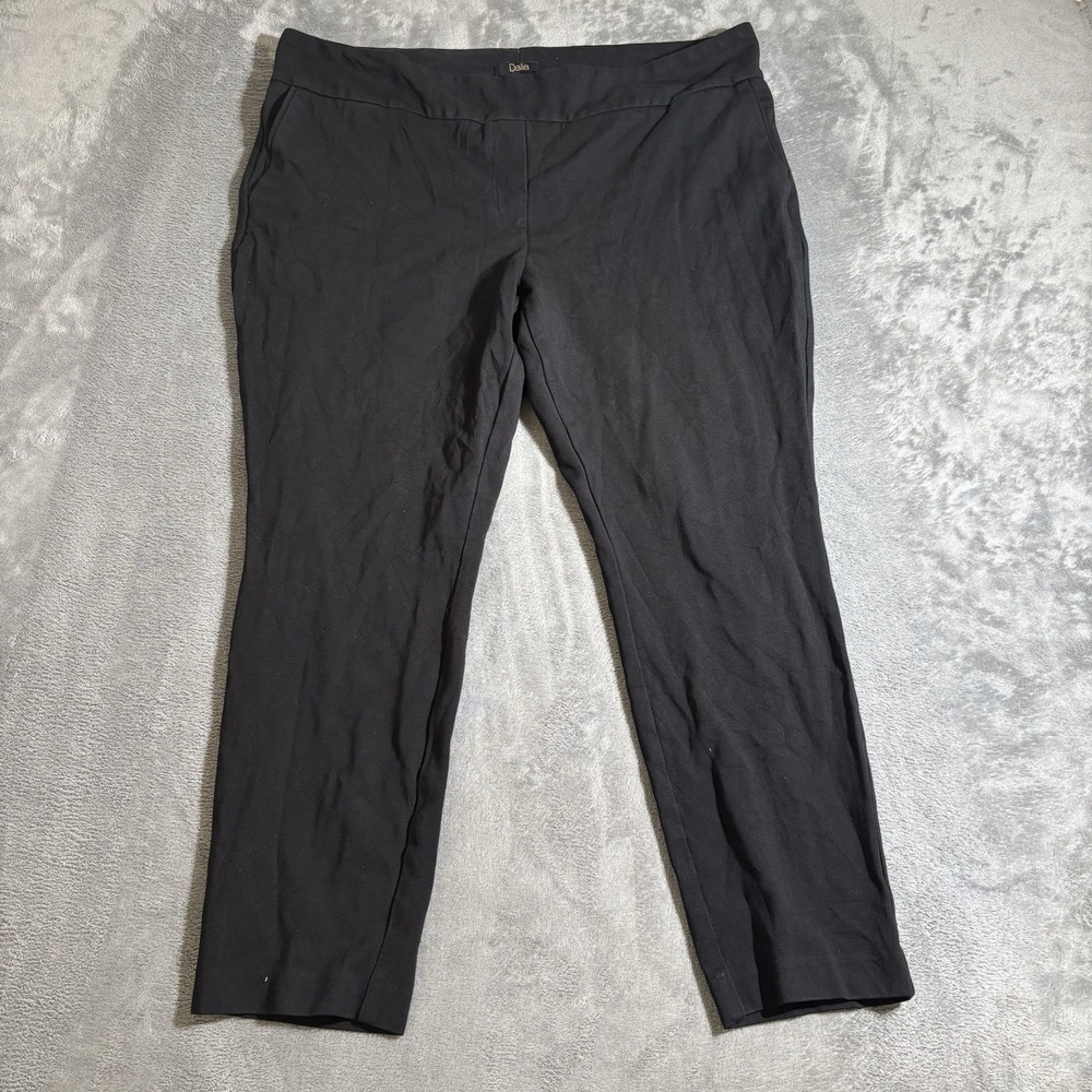 Dalia Womens XXL Black Pull On Ankle Pants Stretch Career Casual Slacks